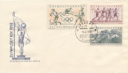 Czechoslovakia / First Day Cover (1956/10) Praha 3 (c): Great Pardubice Steeple Chase, Olympic Games Melbourne, Marathon - Ete 1956: Melbourne