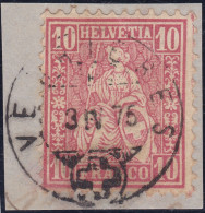 Heimat NE VERRIERES 1875-04-03 Auf Briefstück Mit 10Rpkarmin Sitzende Helvetia Zu#38 - Used Stamps