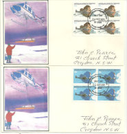 Amiral Bird, Premier Aviateur Americain à Survoler L'Antarctique En 1929. FDC Base île Macquarie 1979, Blocs De 4 - FDC