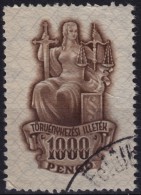 1945 Hungary - Judaical Revenue, Tax Stamp - 1000 P - Used - Lady Justice Iustitia - Fiscale Zegels