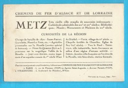 Pub. Metz Chemin De Fer Alsace Et Lorraine Sur Format Carte Postale De Metz - Ferrocarril