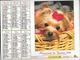 CALENDRIER - ALMANACH DES POSTES ET DES TELEGRAPHES -  Chiens - ANNEE 1998  - SEINE ET MARNE - Grand Format : 1991-00