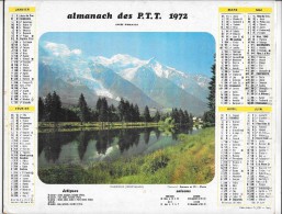 CALENDRIER - ALMANACH DES POSTES ET DES TELEGRAPHES - ANNEE 1972 - Chamonix, Saumur - SEINE ET MARNE - Tamaño Grande : 1971-80