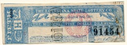 Billet De Loterie USA THE LOUISIANA 5 Dollar 1886 - Sets & Sammlungen