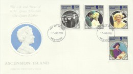 Ascension Island 1985 Queen Mother 85th Birthday FDC - Ascension