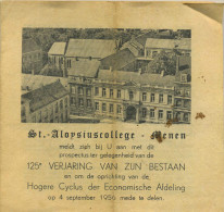 Menen :  St. Alonsiuis College : 125 Jaar Bestaan : Zie Scans    ( Oude Folder  1956 :   4  Blz  :  Format 14 X 14 Cm ) - Menen