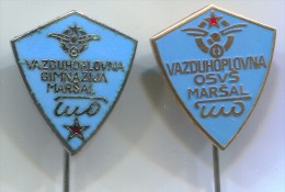 Ex YUGOSLAVIA Army,aviation Military Academy, JNA, Air Force, Enamel Pin, Badge, 2 Pieces - Avions