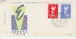 Europa Cept 1958 Belgium 2v FDC (F998) - 1958