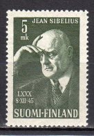 (SA0216) FINLAND, 1945 (80th Birthday Of Jean Sibelius, Finnish Composer). Mi # 319. MNH** Stamp - Unused Stamps