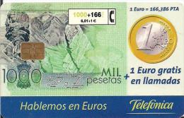 TARJETA TELEFONICA MONEDA EURO BILLETE MIL PESETAS - Other & Unclassified