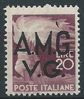 1945-47 TRIESTE AMG VG DEMOCRATICA 20 LIRE VARIETà PUNTO SOPRA G MNH ** - ED695 - Mint/hinged