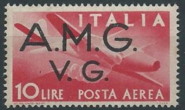 1945-47 TRIESTE AMG VG POSTA AEREA 10 LIRE LUSSO MNH ** - ED689-4 - Mint/hinged