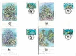 (WWF-131) FDC W.W.F. Tuvalu Blue Coral 1992 - Brieven En Documenten