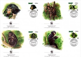 (WWF-210) FDC W.W.F. Zaire Bonobo / Monkey 1997 - Storia Postale