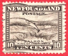 Newfoundland #  260 - 10 Cents  - O - Dated  1941-1944 - Salmon Leaping Falls /  Saumon Sautant Une Chute - 1908-1947