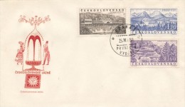 Czechoslovakia / First Day Cover (1958/09 B) Praha 3 (c): Czechoslovakian Spa (Luhacovice, Trencianske Teplice, Strbs... - Hydrotherapy