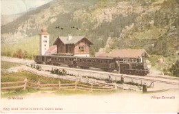 Visp-Zermatt (VS) : Viège, Vu De St-Nicolas - Gare, Locomotive à Vapeur. Animation. CPA Colorisée Précurseurs - Viège