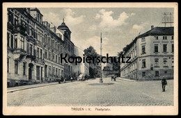 ALTE POSTKARTE TREUEN IM VOGTLAND POSTPLATZ SCHÖNIGER HOTEL DEUTSCHES HAUS SACHSEN Cpa Postcard AK Ansichtskarte - Vogtland