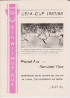 Official Football Programme WISMUT AUE - FLAMURTARI VLORA Albania UEFA Cup 1987 - Habillement, Souvenirs & Autres