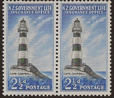 NZ 1947 2 1/2d Pair Govt Life SG L45 UNHM SP322 - Servizio