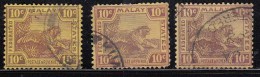 10c Tiger, 3 Diff.,  Tiger Motif, Federated Malay State, Malaya As Scan - Federated Malay States