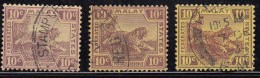 10c Tiger, 3 Diff.,  Tiger Motif, Federated Malay State, Malaya As Scan - Federated Malay States