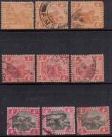 4c Tiger, 9 Diff.,  Tiger Motif, Federated Malay State, Malaya As Scan - Federated Malay States