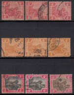 4c Tiger, 9 Diff.,  Tiger Motif, Federated Malay State, Malaya As Scan - Federated Malay States