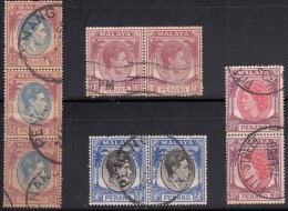 Pair, Strip Used, Penang, KG VI, Malaya - Penang