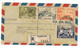VIA AIR MAIL  A/R Départ Des BARBADES Pour BRITISH GUIANA  13 10 1949 - Barbados (1966-...)