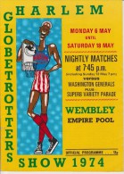Official Basketball Programme HARLEM GLOBETROTTERS - WASHINGTON GENERALS WEMBLEY SHOW 1974 + Ticket - Apparel, Souvenirs & Other