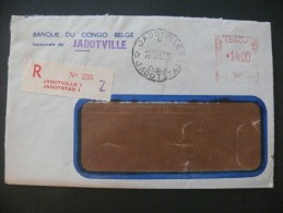 Congo Belge 1958 Lettre Recommandé Banque De Jadotville Affranchissement Mécanique / Postage Meter ( Scan ) - 1947-60: Lettres