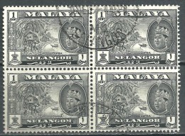 Selangor 1962 1c Block Of 4 - Fine Used - Selangor