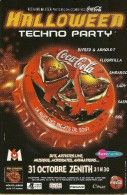 HALLOWEEN  TECHNO PARTY AU ZENITH  PUBLICITE COCA-COLA  EDIT. CART'COM DOS CP - Halloween