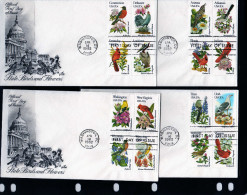 U.S.A: 1982 Belle Série De 12 Fdc Avec Blocs De 4 Se Tenant Un état Un Oiseau Une Fleur - Collections, Lots & Séries