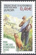Andorre Français 2003 Michel 601 Neuf ** Cote (2008) 2.50 Euro Europa CEPT Berger Et Son Chien - Unused Stamps