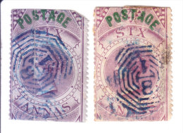 BRITISH INDIA - USED STAMP - FOREIGN BILL OVERPRINTED POSTAGE, 3.5 MM IN MEASUREMENT - 28.06.1866 - 2V - 1858-79 Crown Colony