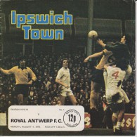 Official Football Programme IPSWICH TOWN - ROYAL ANTWERP Belgium Friendly Match 1975 - Habillement, Souvenirs & Autres