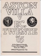 Official Football Programme ASTON VILLA - TWENTE '65 Friendly Match 1979 - Bekleidung, Souvenirs Und Sonstige