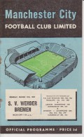 Official Football Programme MANCHESTER CITY - WERDER BREMEN Friendly Match 1957 RARE - Habillement, Souvenirs & Autres