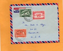 Johore 1958 Cover Mailed To USA - Johore