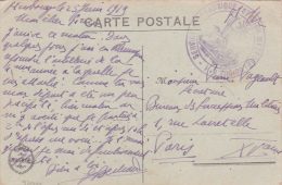 1919 RARE Cachet " SERVICE AÉRONAUTIQUE STATION MÉTÉOROLOGIQUE N°1" Strasbourg Sur CP FM Aviation Militaire - Militaire Luchtpost
