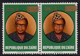 A5068 ZAIRE 1990, 500Z Surcgarge On Mobutu, Horizontal Pair MNH - Ongebruikt