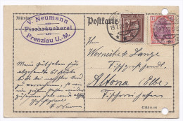 POSTKARTE PRENZLAU V. NEUMANN FISCH POISSON SAUMON SEE LACHS RÄUCHEREI Nach ALTONA 1922 - Prenzlau