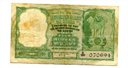 INDIA 5 RUPEES N/D FINE NR 2.50 - India