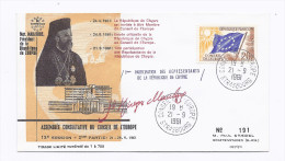 MAKARIOS PRESIDENT CHYPRE CONSEIL DE L'EUROPE TIRAGE LIMITE NUMEROTE  ZYPERN CYPRUS  LIMITED EDITION COUNCIL EUROPE - Storia Postale