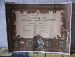 FASCISMO DIPLOMA DI OGGIONO LECCO PREMIO IN MEMORIA DI GIUSEPPE GARIBALDI - Diplomas Y Calificaciones Escolares