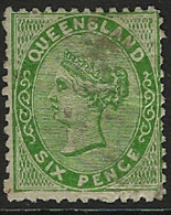 QUEENSLAND 1879 6d Yellow-green SG 143 HM NX56 - Ongebruikt