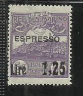 REPUBBLICA DI SAN MARINO 1926 ESPRESSI  SOPRASTAMPATO ESPRESSO 1923 SURCHARGED LIRE 1,25 SU CENT. 60c MNH BEN CENTRATO - Express Letter Stamps