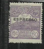 REPUBBLICA DI SAN MARINO 1923 ESPRESSO SPECIAL DELIVERY CENT. 60c MNH - Express Letter Stamps